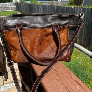 STS Ranchwear genuine hair on hide leather purse